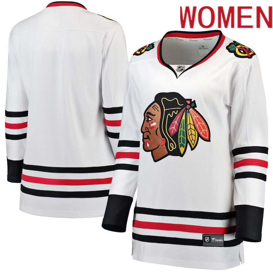 Women Chicago Blackhawks Fanatics Branded White Away Breakaway NHL Jersey->women nhl jersey->Women Jersey